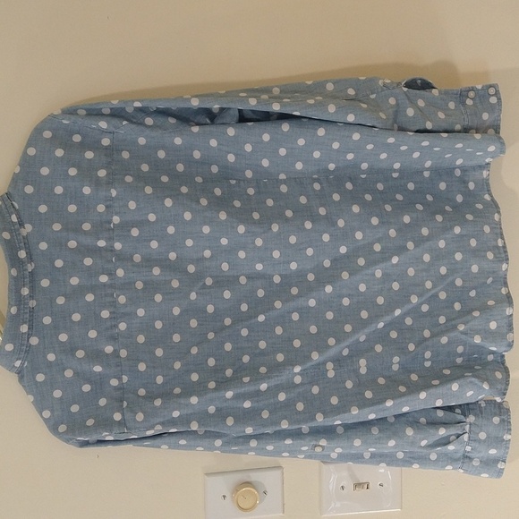 Women's Tommy Hilfiger polka dot blue chambray extra large button down shirt - Picture 4 of 4